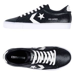 Converse Sparkle Black Leather Sneakers